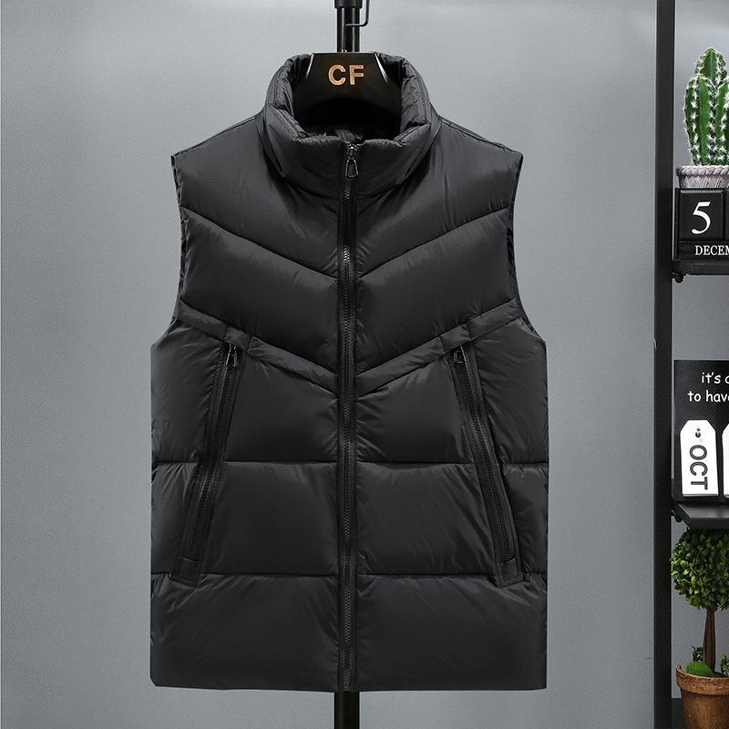 Men's Plus Size Winter Fashion Cotton Vest - Trendy Sleeveless Jacket with Stand Collar