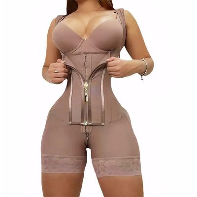 Metal Zipper Waist Cincher Tummy Control Butt Lifting Body Shaping Bodysuit