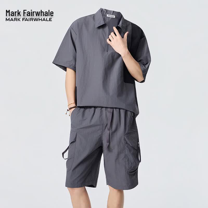 Mark Fairwhale Men's Ice Silk Polo Shirt & Shorts Set