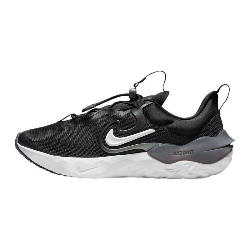 Nike Run Flow Abrasion Resistant Low top Kids' Running Shoes Black White Sneakers DR0472-001