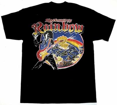 Retro Élő Koncert Szivárvány Ritchie Blackmore Póló Fekete Uniszex Póló