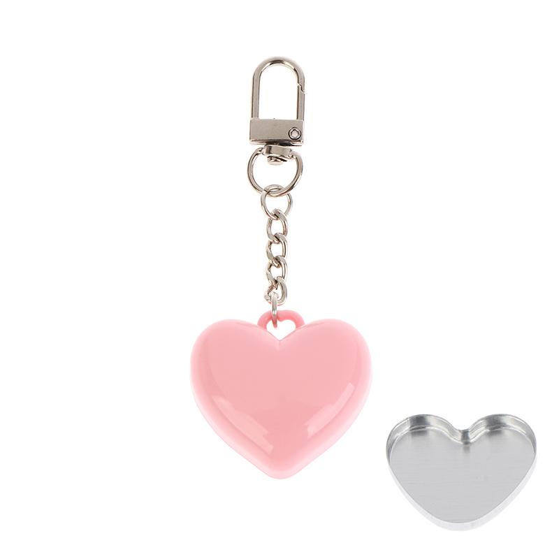 1Pcs Heart Shape Mini Empty Blush Powder Box Eye Shadow Container With Mirror And Aluminum Pan Key Chain Lipstick Case Packaging
