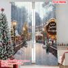 2pcs 2D Flat Printing Christmas Scene Curtain Winter Wonderland 101 100% Polyester Without Electricity Festive Wall Decor