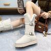 Women's Mid-calf Large Size Soft Sole Winter Warm Fur One Snow Boots Padded Lined Ankle Boots Non-slip Hiking Casual Sports Cotton Boots