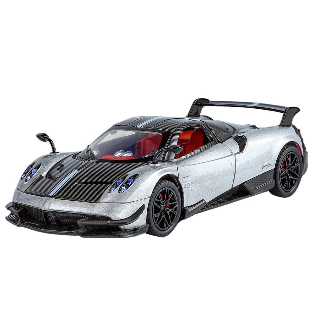 

1/24 Pagani Huayra BC Supercar Alloy Die Cast Toy Car Model Sound and Light Pull Back Children s Toy Collectibles Birthday Gift серебряный