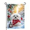 Christmas Winter Maltese Garden Ag 12x18 Double Sided Outside