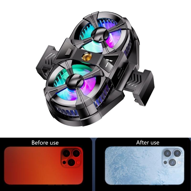 Semiconductor Cooling System 7-Blades Digital Display Radiator Phone Cooler Fan Clip Silent Heat Sink for Gaming Live