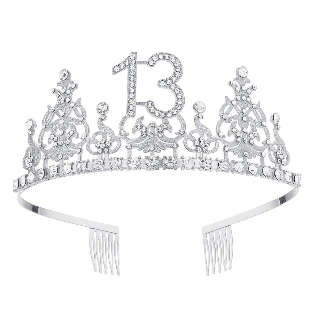 Fashion Alloy Digital Crown With Diamond Tiara 18Th Birthday Party Pearl Alloy Headband