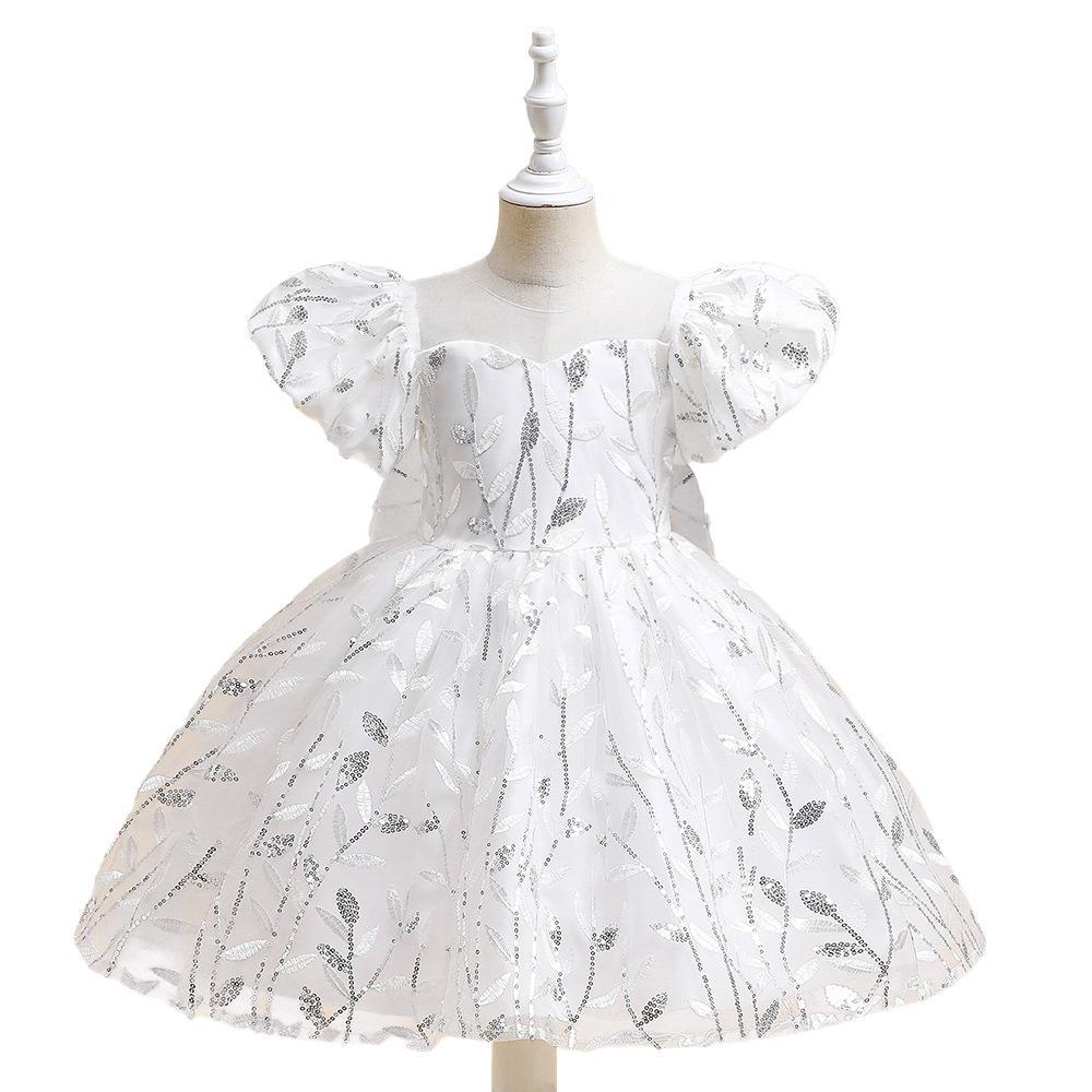 Little Girls Summer Dresses Flower Lace Wedding Party Gown Kids Birthday Princess Dress Children Casual Clothing for 3 6 8 Yrs