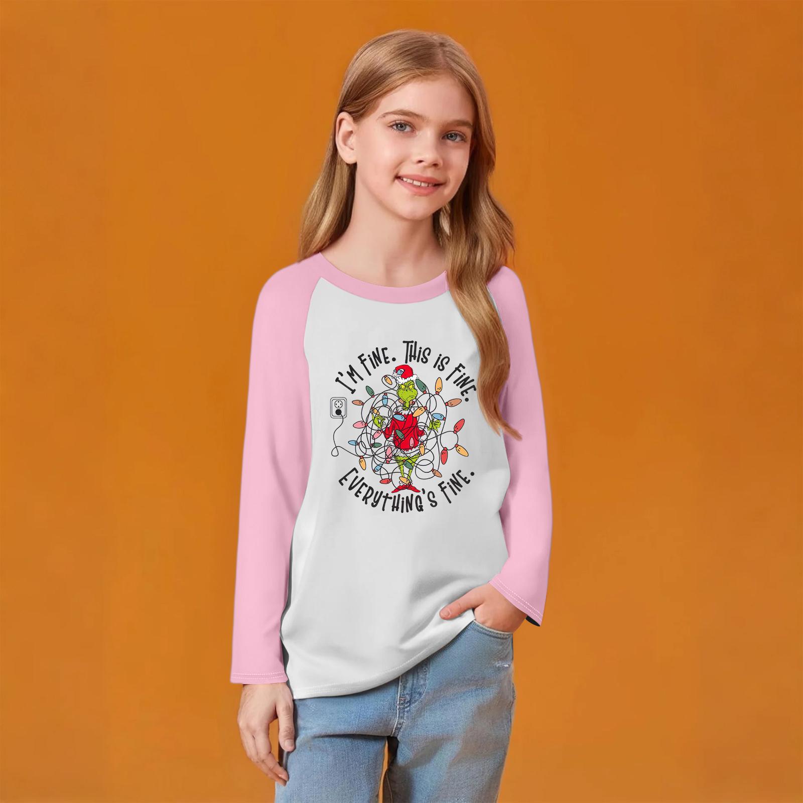 

Детский модный удобный пуловер с рождественским принтом на шее, топ с длинным рукавом 140 розовый