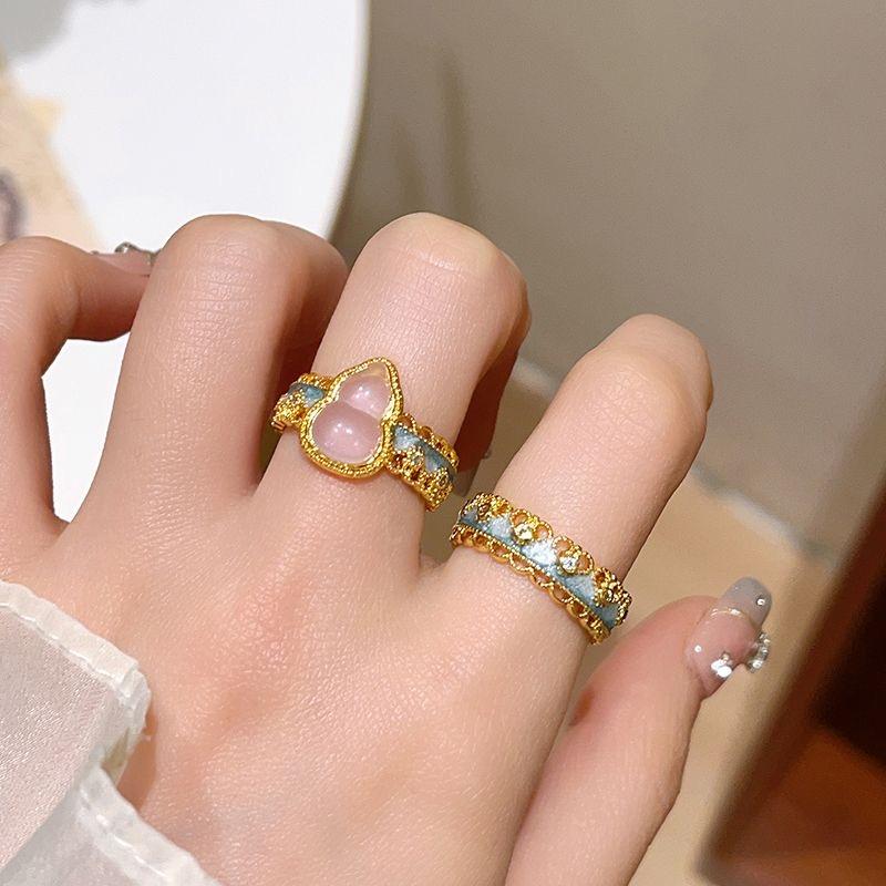 New Luxury Temperament Rhinestone Rings Vintage Irregular Metal Open Finger Rings For Women Party Jewelry Accessories Gifts