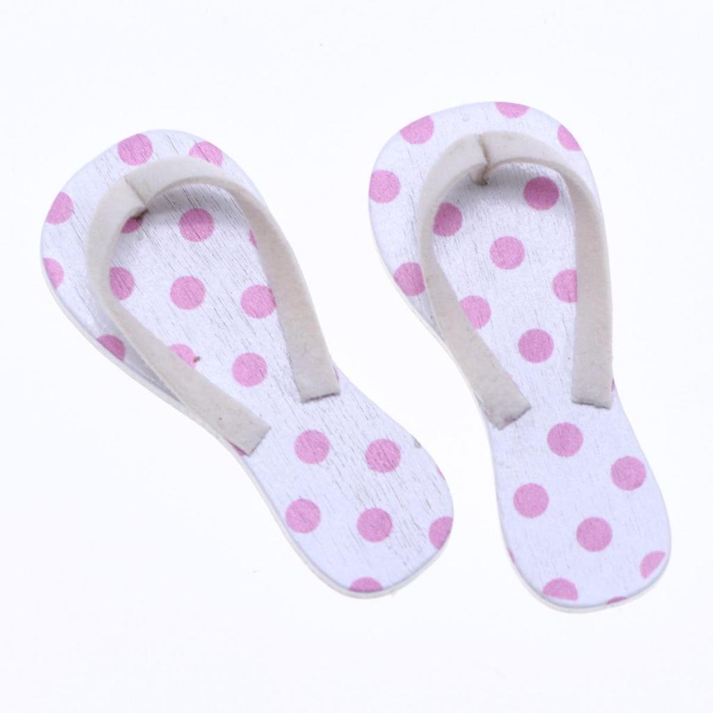 Miniatur BJD Puppenhaus Holz Flip-Flop Sandalen: Sommer Strand Szene Hausschuh Zubehör