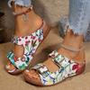 Fashion Fashion Printed Wedge Heels Sandals Women Summer 2025 Double Buckle Platform Slippers Woman Lightweight Non Slip Beach Sandles