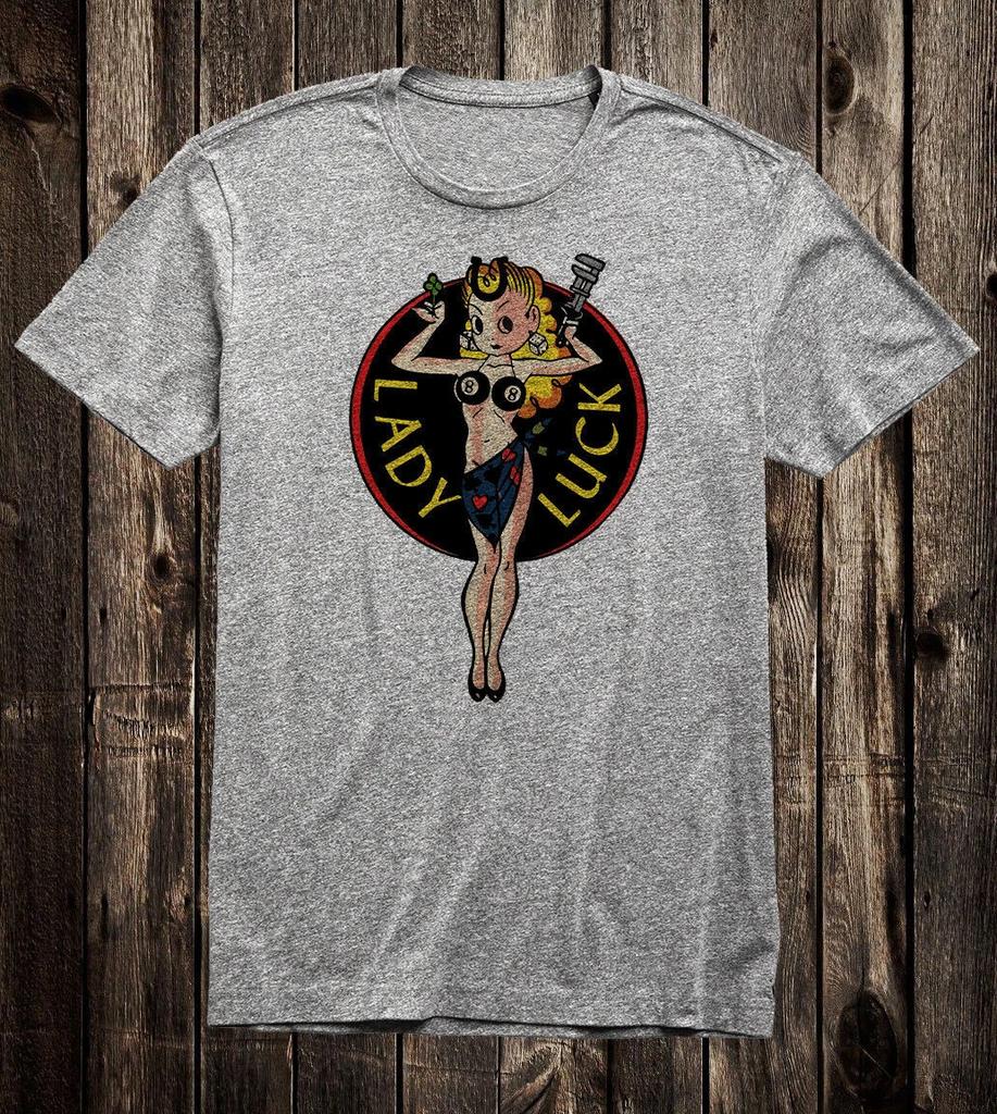 Men's T Shirt Hot Rod Novelty Classic Lady Luck 8 Ball Drag Race Racing Lucky