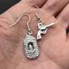 Vintage Alloy Silver Cowboy Hat Revolver Earrings