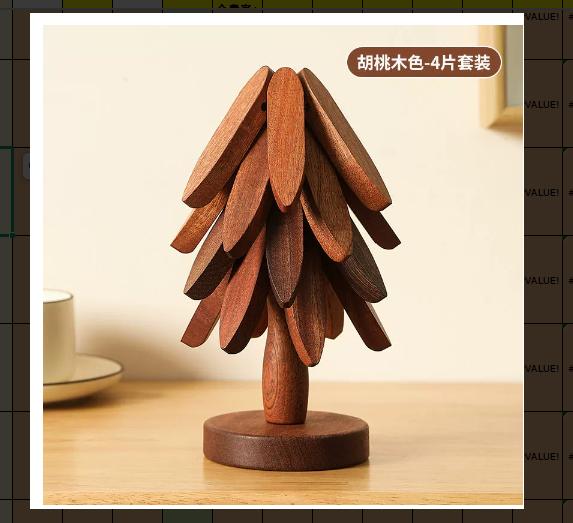 3/4/5Pcs Solid Wood Insulation Placemat Anti-Scalding Mat Tree Household High Temperature Resistant Table Mat