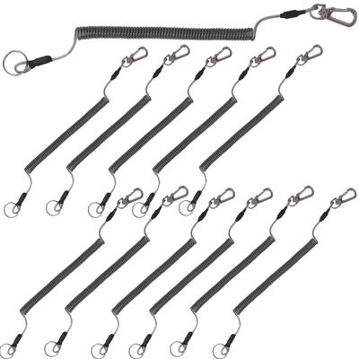 Rubonarie Spiral Cord with Wire, for Fishing, 1500mm, 12-Piece Set (Black)