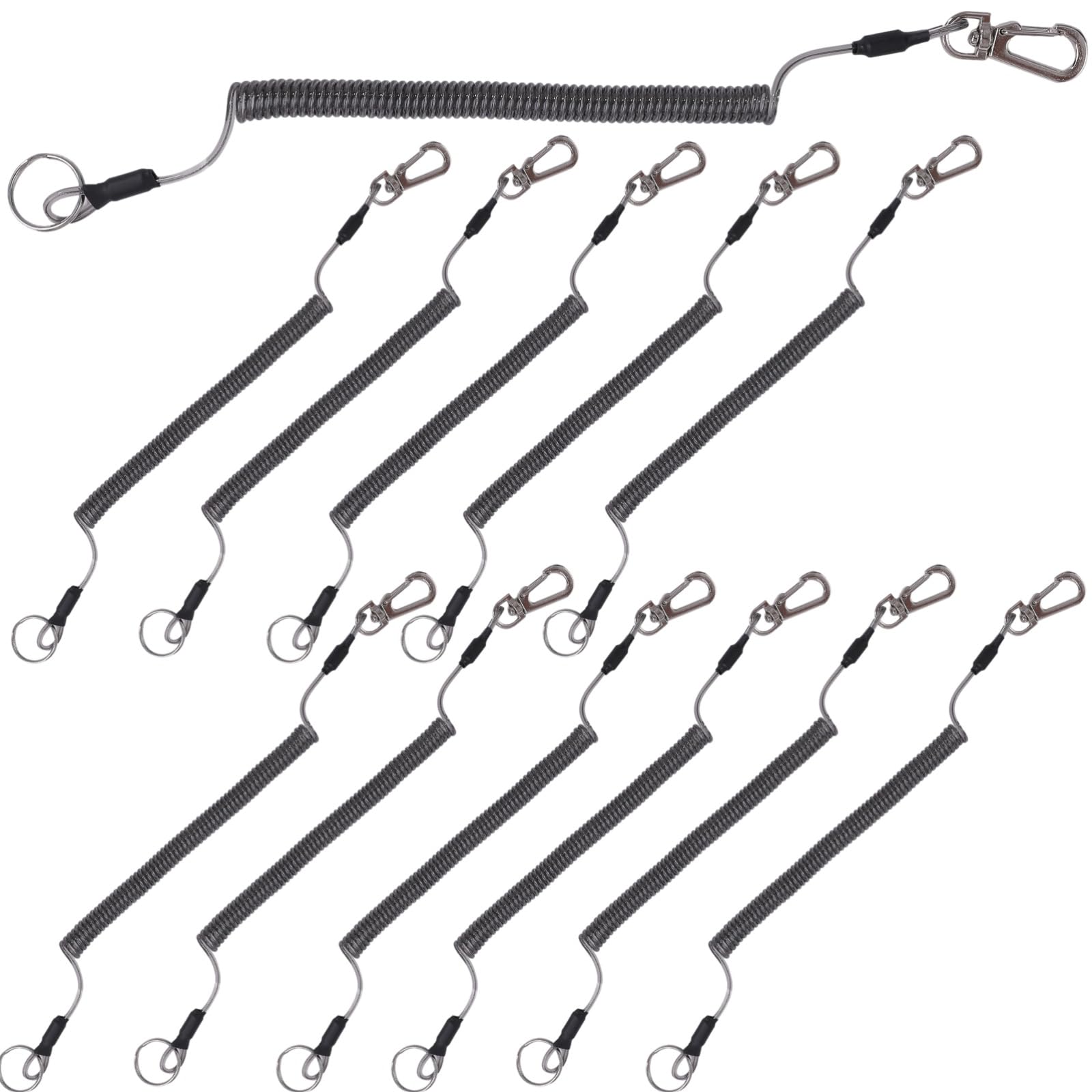 

Rubonarie Spiral Cord with Wire, for Fishing, 1500mm, 12-Piece Set (Black)