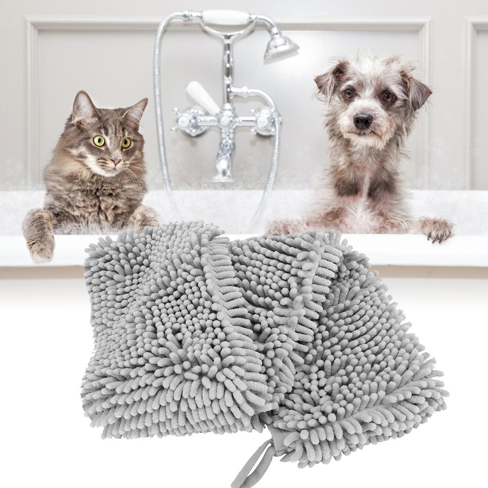 Fiber Pet Shower Strong Water Absorption Drying Hood Bath Towel Grooming Accessory for CatsL Gray