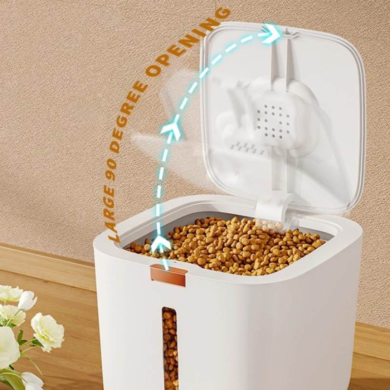 Pet food storage barrel Spring Press Type dog cat large storage food sealed moisture-proof Silicone ring Visualization box