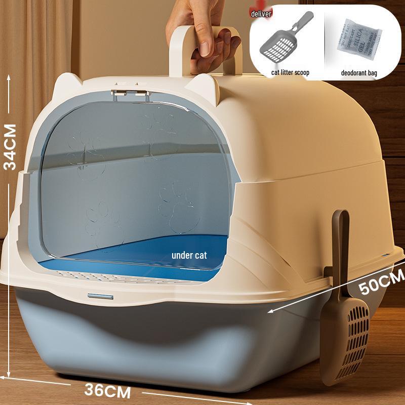 Extra Large Enclosed Cat Litter Box with Deodorant and Splash Guard