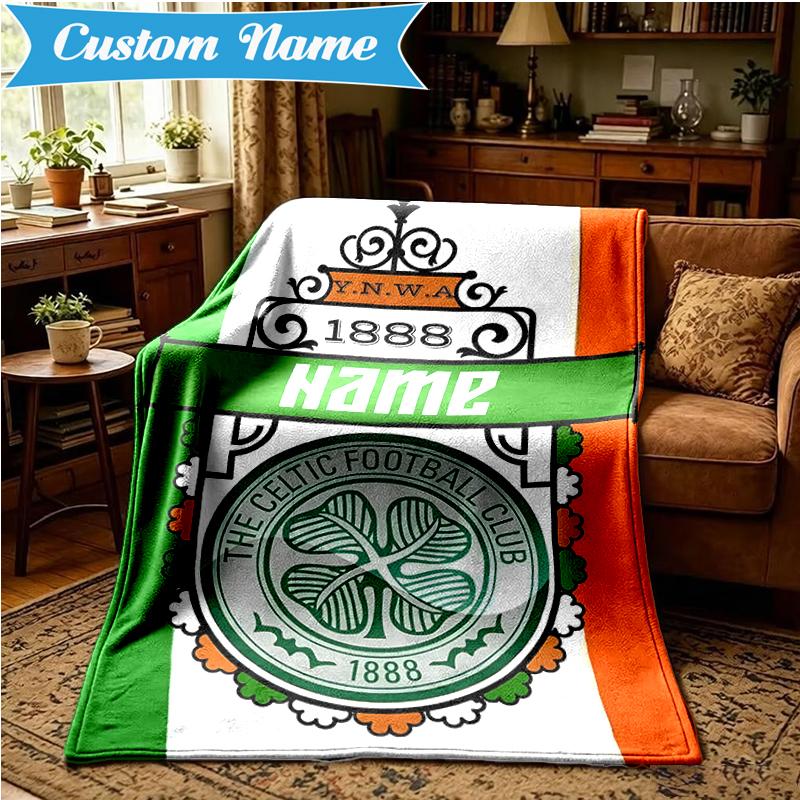 Coperta Personalizzata con Stemma Celtic FC Leggera Ideale per Letto Perfetta per Viaggi, Campeggio, Soggiorni, Divani, Regalo di Natale