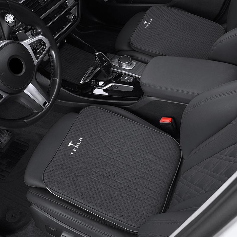 Autositzkissen Eis-Seide Weiches Polster 6 cm Dicke Schwamm Polsterung für Tesla Model-Y Model-3 Model-X Model-S Cybertruck Innenraum