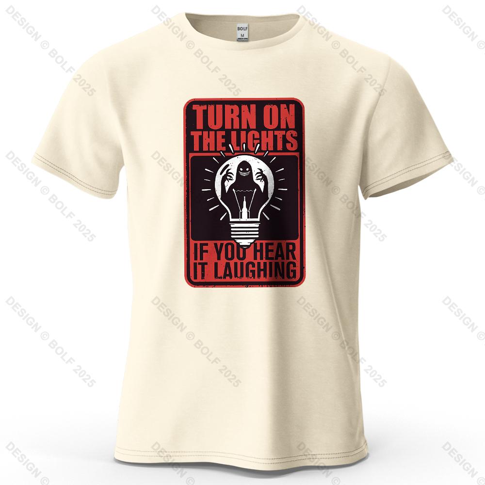 

Light Up The Fear Eerie Printed Men s T-Shirt 100% Cotton Oversized Alert Graphic Tees for Women Tops Tees Casual Streetwear 4XL