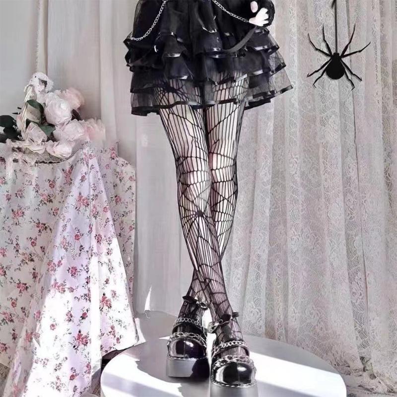 Womens High Waist Tights Fishnet Stockings Thigh High Pantyhose Halloween Cosplay Pantyhose Leggings