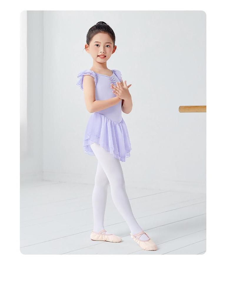 Girls' Summer Dancewear: Gymnastics Leotards, Ballet and Dancing Skirts, Short Sleeve Chinese Dance Costumes