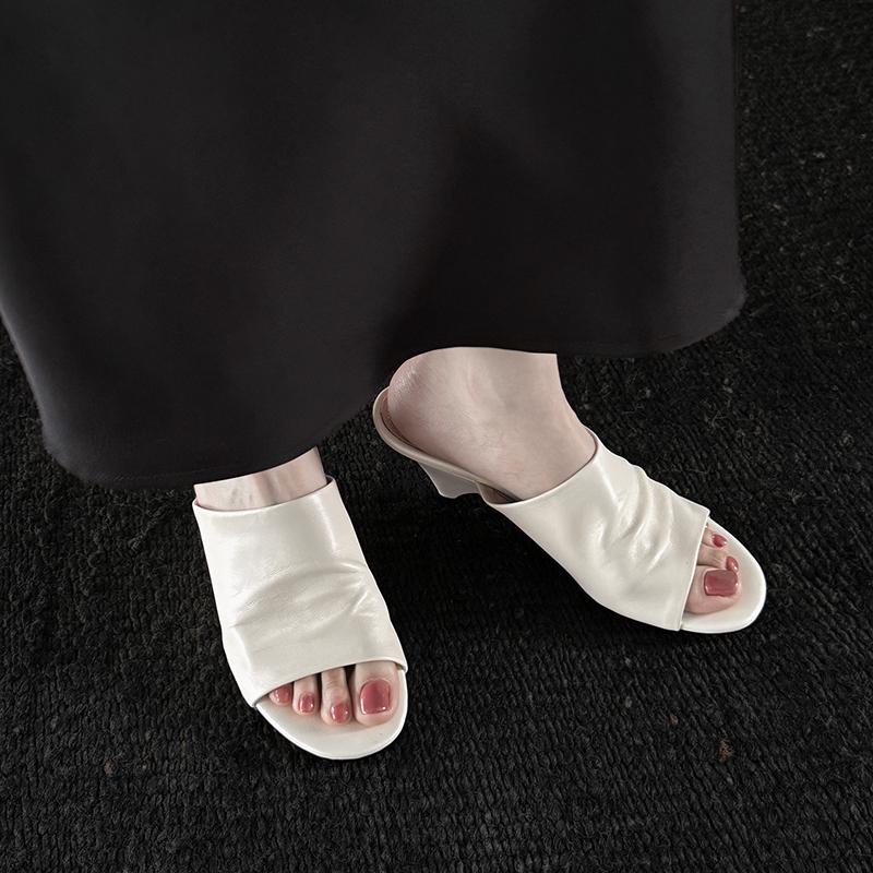 Fashion 2025 Summer Women Shoes Peep Toe Women Sandals Genuine Leather Women Slippers Elegant Gladiator Mules High Heels Party Shoes