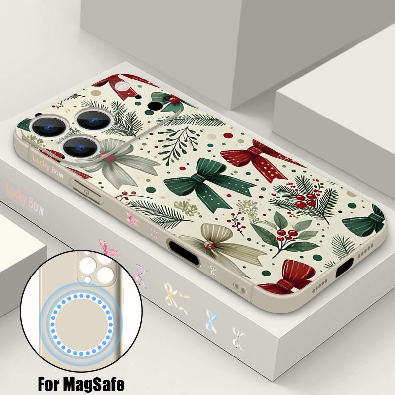 Pour Coque iPhone 17 Pro Max Motif Nœuds Papillon Soyeux de Luxe Magnétique Pour Magsafe Coque Souple Pour iPhone 16 15 14 13 Pro Max 17E 16E