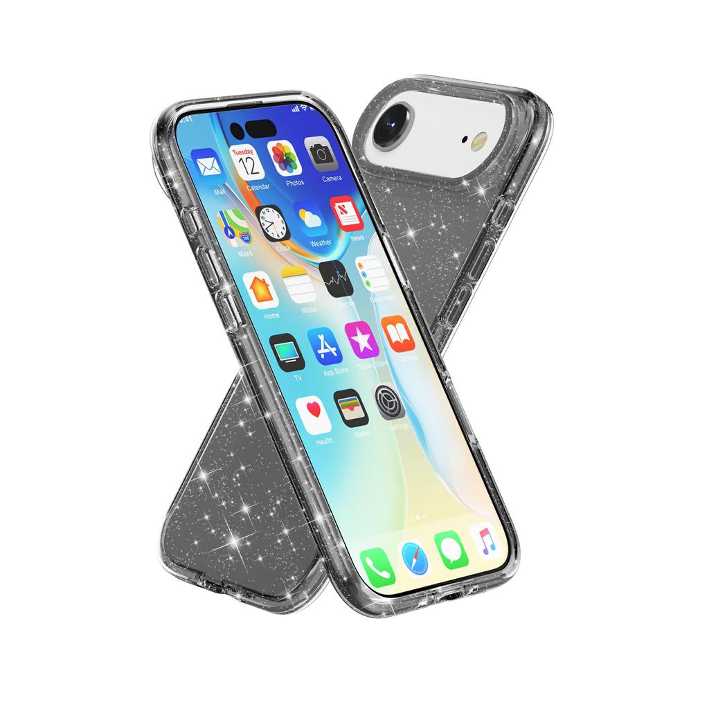 For iPhone 17 Air Case Sparkly Powder Glitter Shiny Soft TPU+Hard PC Back Cover
