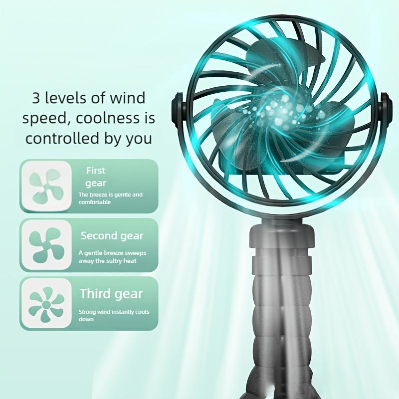 3-Color 1pc Rechargeable Portable Octopus Mini Fan with 3 Wind Speeds, Handheld Cooling Fan, Includes Hook, Stand And Packaging Outdoor Use