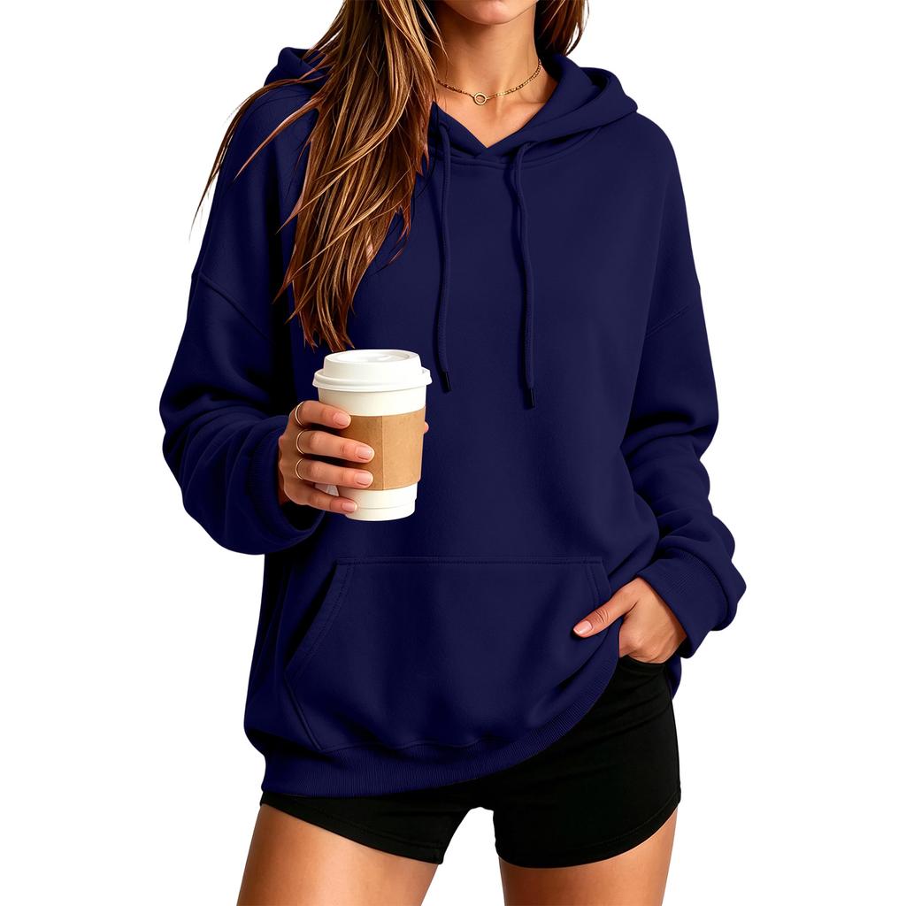 Unisex Hoodie Color Long Sleeve Loose Fit Plus Size Casual Pullover