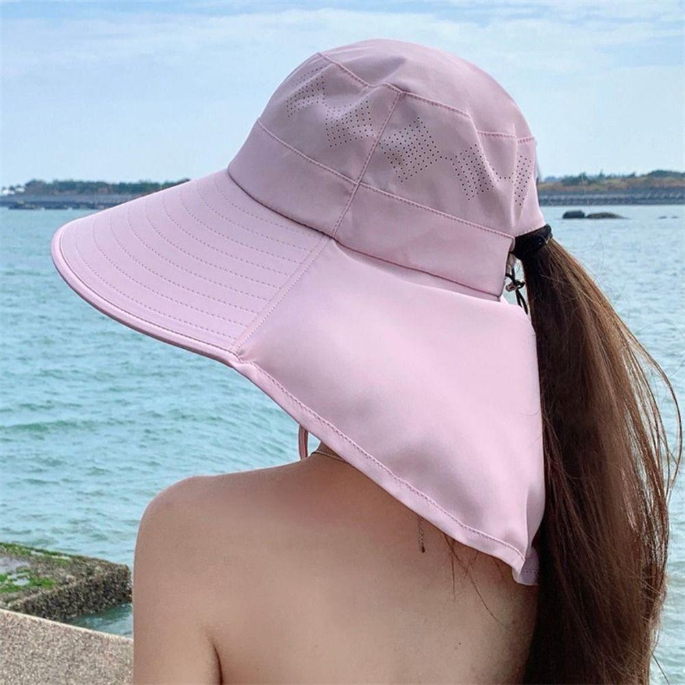 Casual Anti UV Shawl Fisherman Hat Quick Dry Wide Brim Bucket Hat Adjustable Neck Protection Sun Hat Outdoor Sports