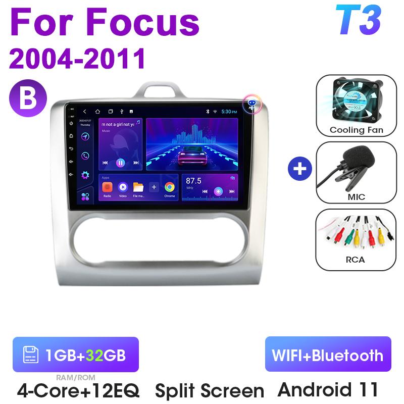 2 Din Android 12 Car Radio For Ford Focus 2 3 Mk2/Mk3 2004-2011 Multimedia Video Player GPS 4G Carplay Auto Stereo RDS Head Unit