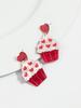 Trendige Herzform Cupcake Acryl Hängeohrringe Glitzer Lustige Kreative Harzohrringe für Damen Valentinstag Schmuck Geschenke