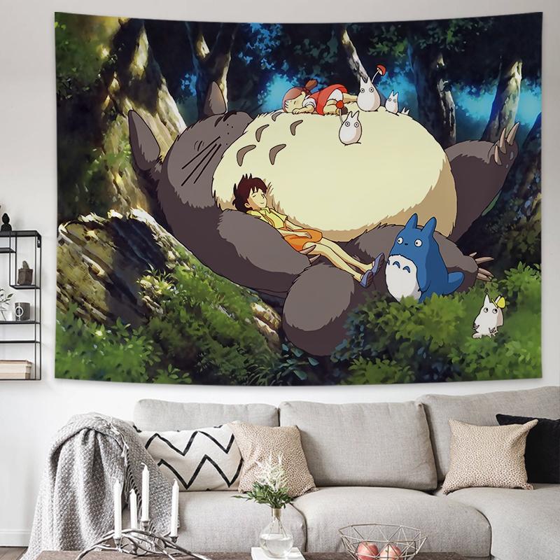 Hayao Miyazaki Totoro Taustariie Ins Rippuv Riie Anime Rippuv Maal Seinale Voodipeatsi Seinavaip Tuba Ühiselamu Seinakate
