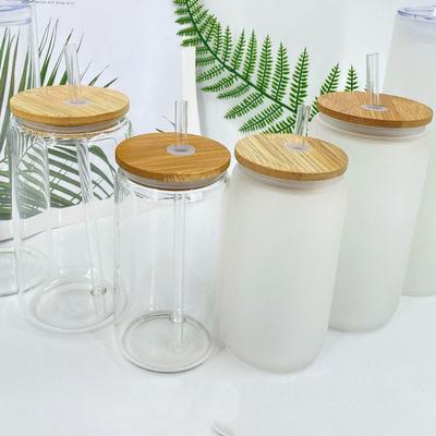 Glasmugg med bambulock och sugrör av glas Ölburksglas Iskaffeglas Vinglas Set Frostat Colaglas Mugg Dryckesvaror
