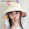 Large Eaves Double-sided Empty Top Hat Children's Sunscreen Hat Summer Boys Girls Cute Rabbit Sun Shade Hat