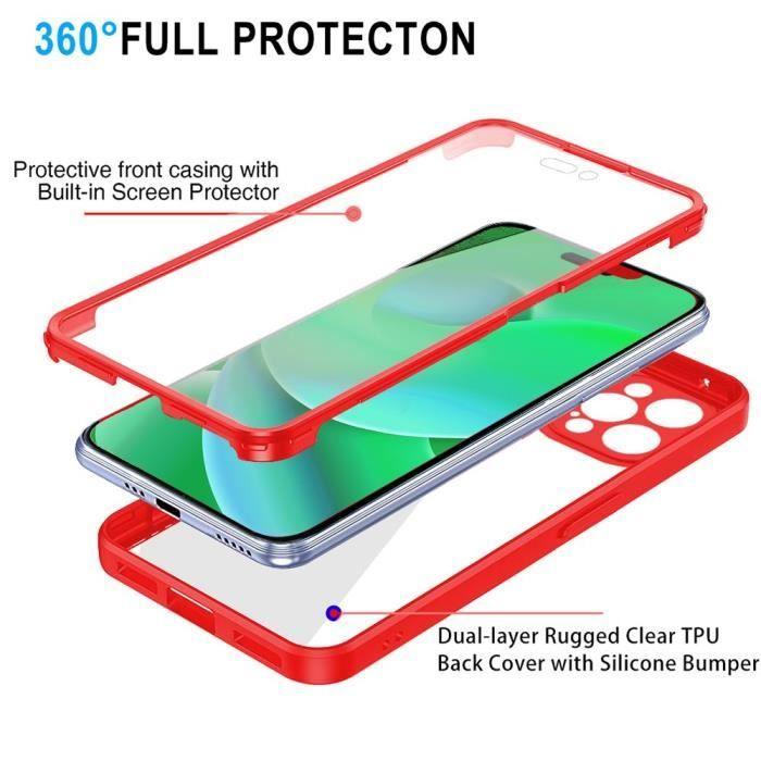 Coque de protection - PROSHOP - pour iPhone 14 Pro Max - Transparent Rouge - Protection 360° - PC Rigide