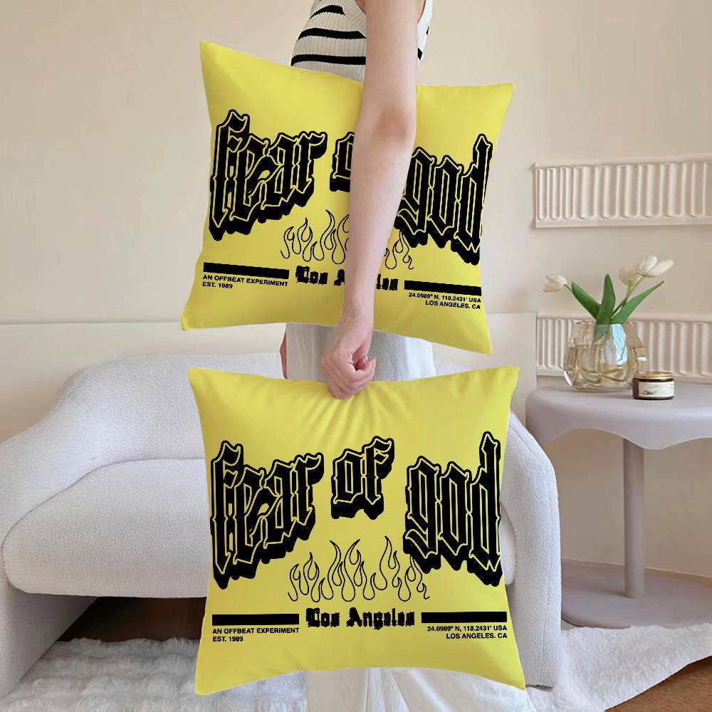 

F-Fear of G-God Pillow Case Sofa and Living Room Decorative Cushion Covers Dust-proof and Mite-proof Invisible Zipper 12x12Inch