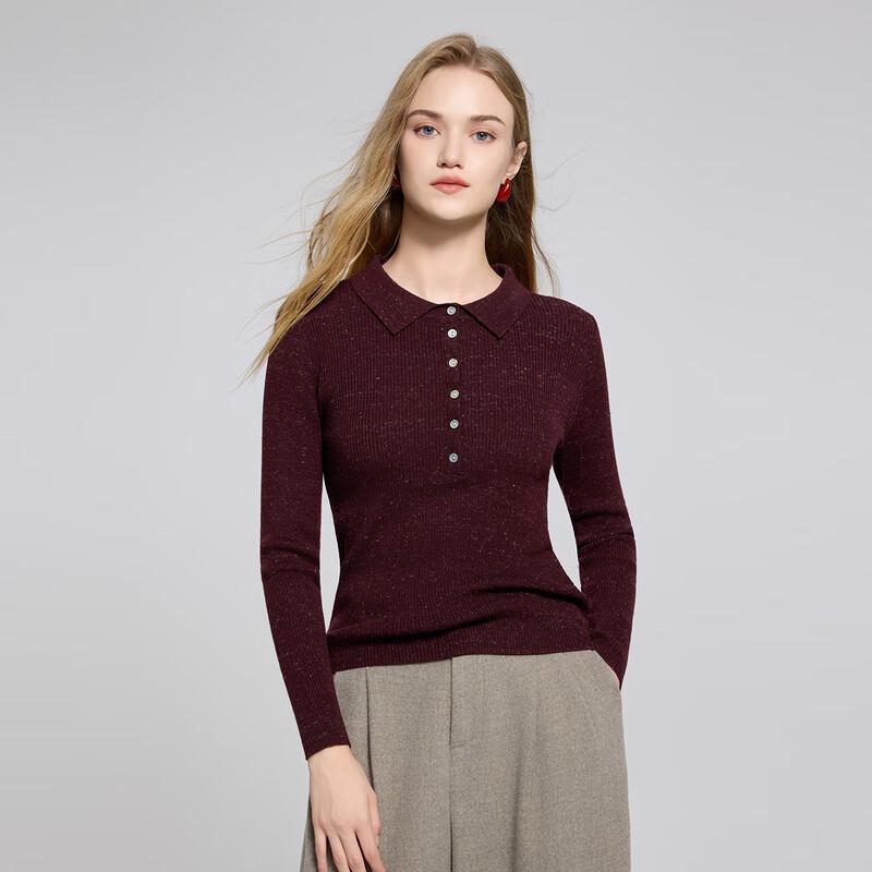 Women's Fashion Collared Long Sleeve Pullover Knit Top