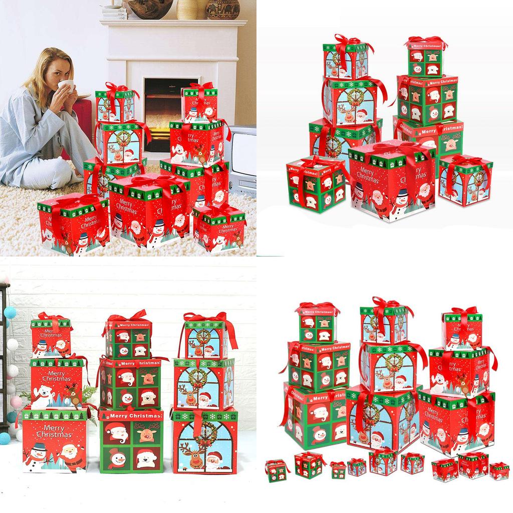 3pc Premium Large Christmas Eve Gift Box Set With Beautiful Lid And Festive Ribbon