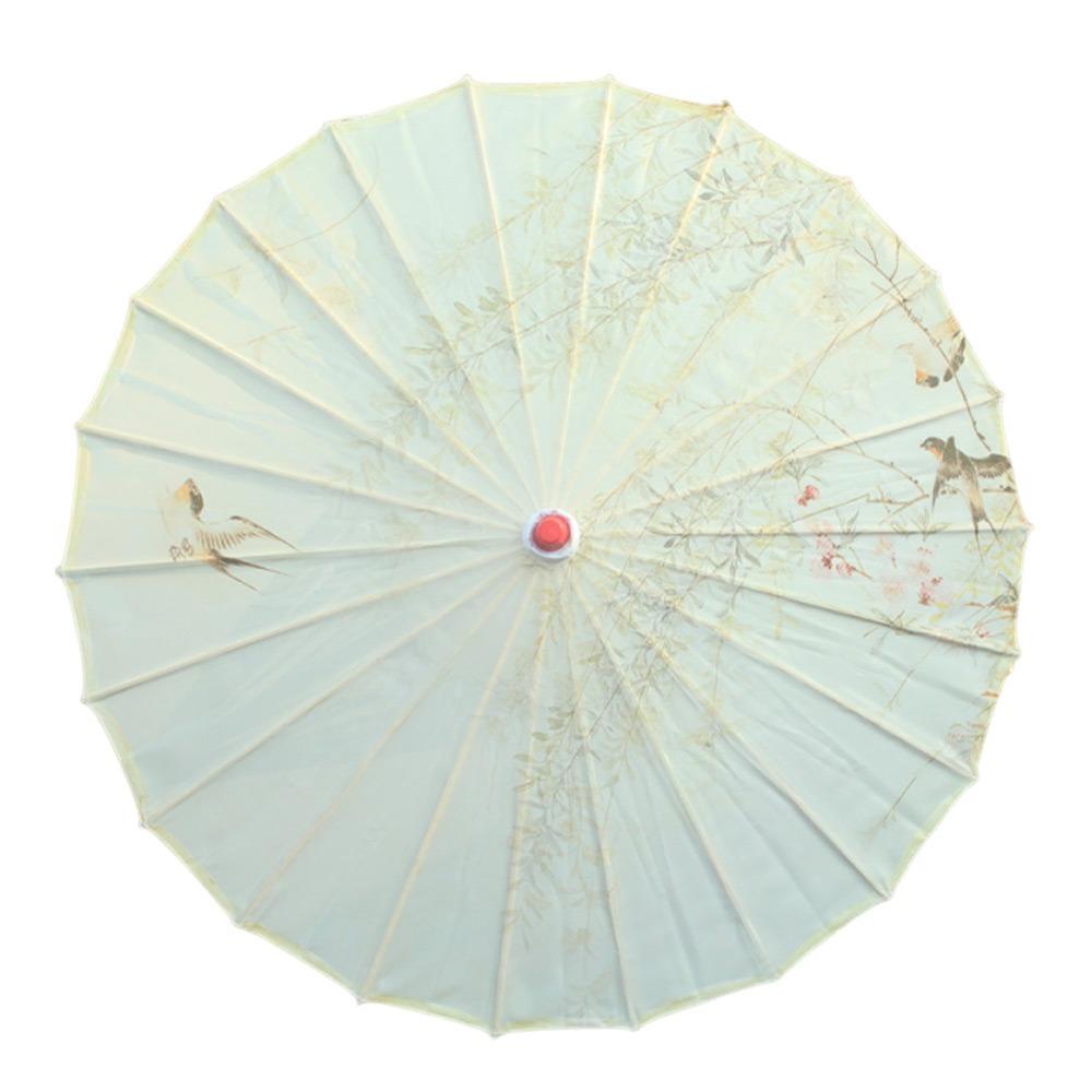 Printed Silk Oiled Paper Umbrella Tassel Design Silk Fabric Umbrella Bridesmaids Party