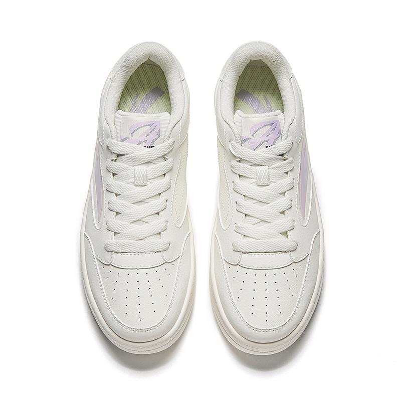 Anta Easy 2 Simple Versatile Height Increasing Wear Resistant Lightweight Non Slip Low Top Skate Shoes Women sneaker White Purple 922528002Q-2