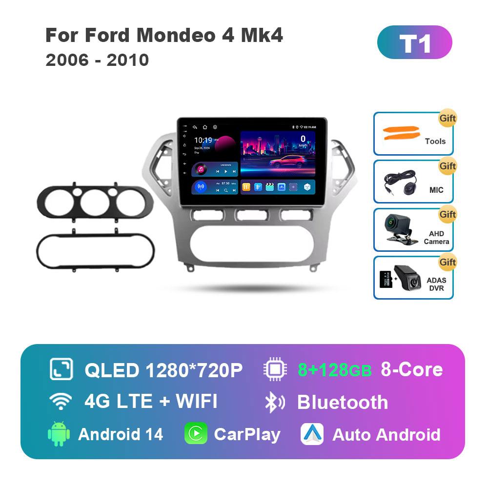 Android 14 Intelligent System Car Radio Multimedia Player for Ford Mondeo 4 Mk4 2006 - 2010 Touch Screen 4G WiFi BT GPS Navi