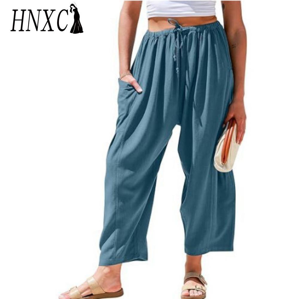 HNXC Pantaloni și capri cu talie înaltă, ocazional, cu imprimeu la modă pentru femei