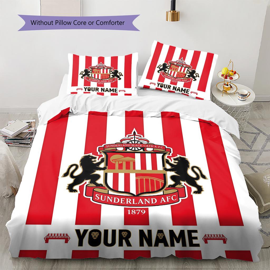 Custom Name Sunderland AFC2 Pattern Bedding Quilt Set Home Decoration Gift (1 * duvet cover + 2 * pillowcase without core)